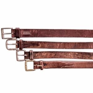 LOT of 4 Fossil & Genuine Leather Belts - Size 36 / 90 - Distressed Brown